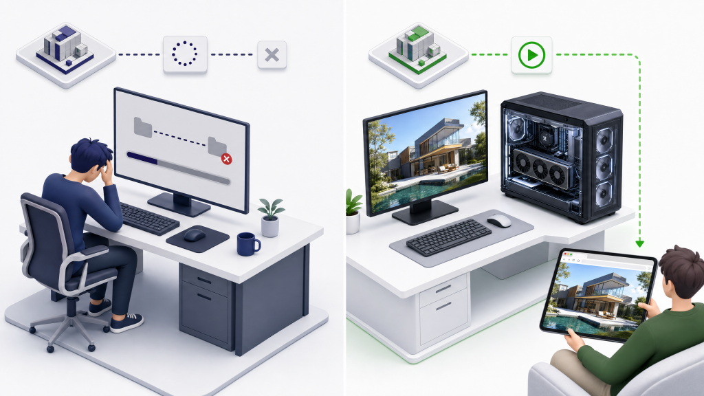 Traditional file exports vs. Instant Browser Streaming via ImmerShare Lite